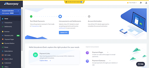 RazorPay Payment Gateway Dashboard | Mindbowser